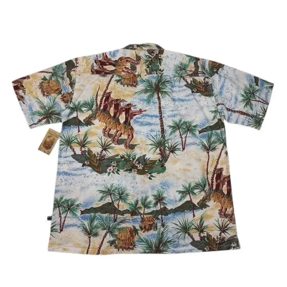 Newport Blue Men's Large Hawaiian Shirt NEW WITH TAGS Hula Girls Button‎ Up